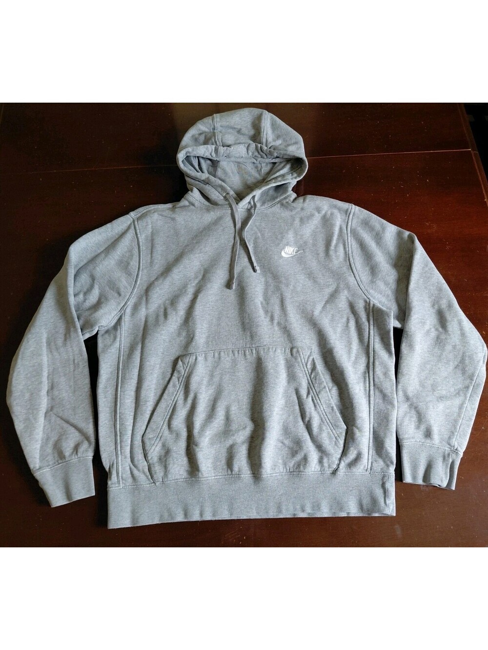 Nike Club Fleece Pullover Hoodie Gray Mens Medium Cotton Blend